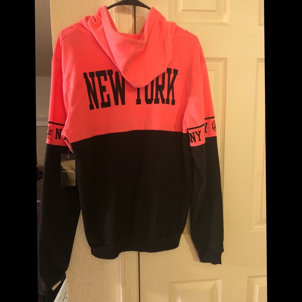 NWT Pink and black pull over hoodie